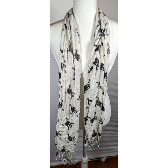 Gothic Skull And Crossbones Black And White Scarf - Picture 5 of 8